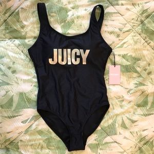 Juicy Couture Black One Piece Swimsuit Foil Letter
